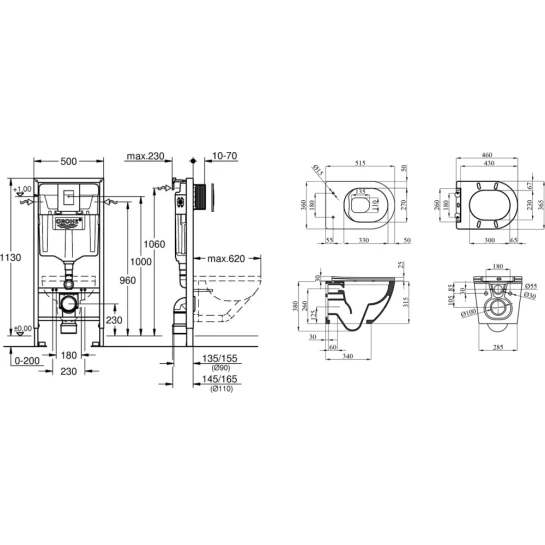 Додаткове фото - Комплект 4 в 1: Інсталяція Grohe Rapid SL 3 в 1 38772001 + Унітаз безободковий Kroner Harz WHI523632 RIMLESS з сидінням Slim Duroplast / Soft-close / Quick relase KH523632WHIR (38772001KH523632)