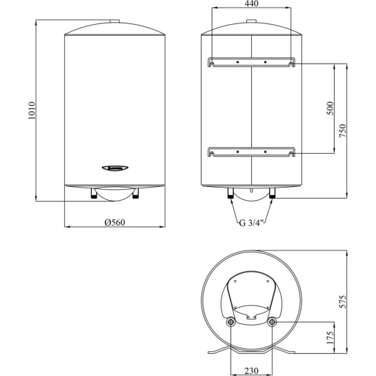 Додаткове фото - Водонагрівач Ariston ARI 150 VERT 560 THER MO EU з мокрим ТЕНом 3000326