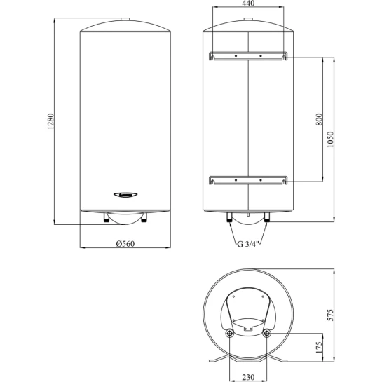 Додаткове фото - Водонагрівач Ariston ARI 200 VERT 560 THER MO EU з мокрим ТЕНом 3000327