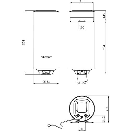 Додаткове фото - Водонагрівач Ariston Slim PRO1 ECO 50V 1,8K PL EU з мокрим ТЕНом 3626460