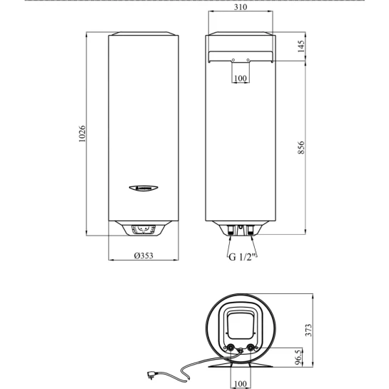 Додаткове фото - Водонагрівач Ariston Slim PRO1 ECO 65V 1,8K PL EU з мокрим ТЕНом 3626461