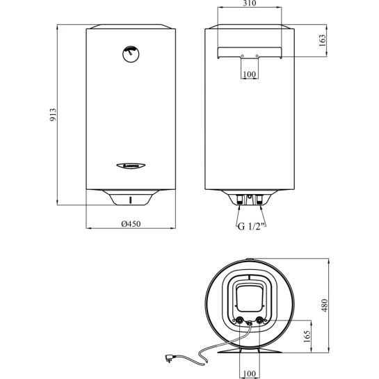 Додаткове фото - Водонагрівач Ariston SG1 100 V EU з мокрим ТЕНом 3213002