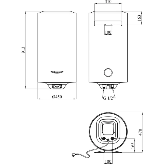 Додаткове фото - Водонагрівач Ariston PRO1 R 100 V 1,8K PL DRY HEATER з сухим ТЕНом 3201856