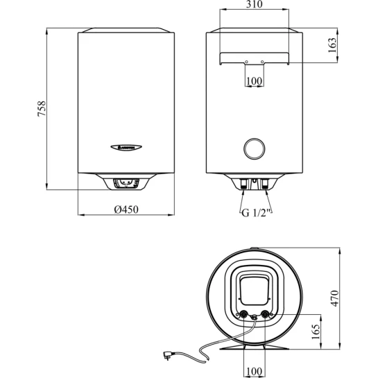 Додаткове фото - Водонагрівач Ariston PRO1 R 80 V 1,8K PL DRY HEATER з сухим ТЕНом 3201855