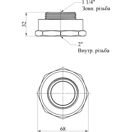 Додаткове фото - Перехід STA 2"х1 1/4" ВЗ латунний