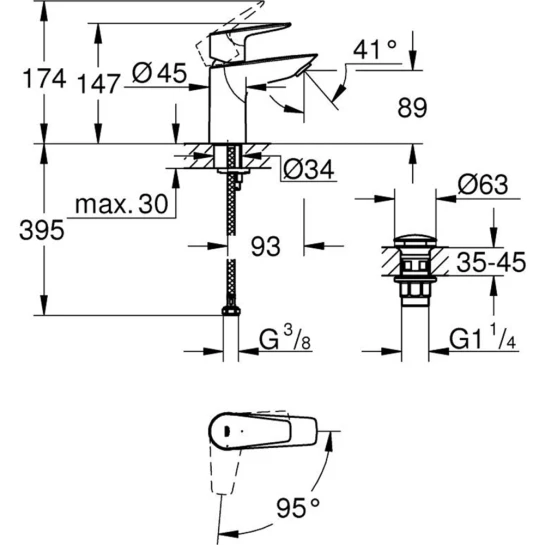 Додаткове фото - Змішувач для раковини Grohe QuickFix StartEdge S-Size 23900001