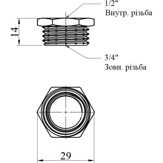 Додаткове фото - Футорка Karro 3/4"х1/2" ЗВ нікельована KR-3115