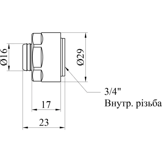 Додаткове фото - Євроконус металопластиковий Karro 16х3/4" ВВ нікельований KR-1037