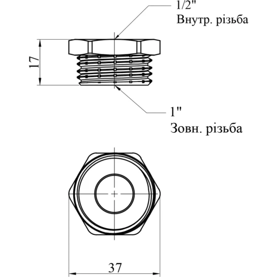 Додаткове фото - Футорка Karro 1"х1/2" ЗВ нікельована KR-3115