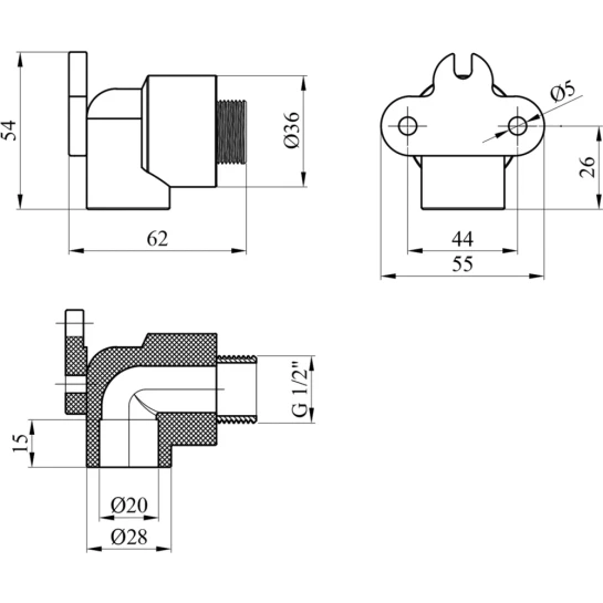 Додаткове фото - Коліно настінне PPR Rozma 20х1/2'' РЗ