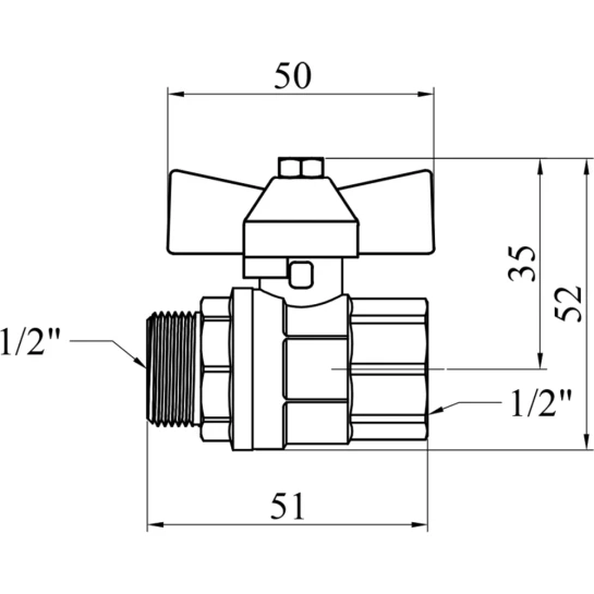 Додаткове фото - Кран кульовий Valves 1/2" ВЗ PN30 синій метелик