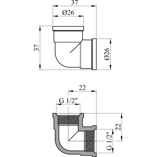 Додаткове фото - Кутник посилений LexLine 1/2" ВВ латунний УК0101-В