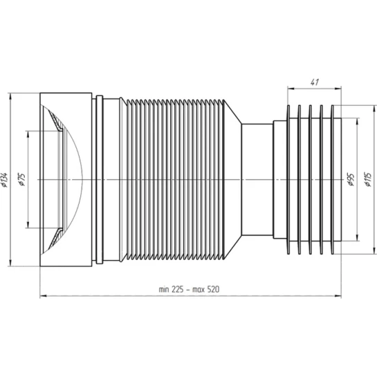 Додаткове фото - Гофра для унітаза ANIplast D-110 мм 230-500 мм К828