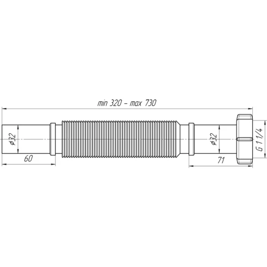 Додаткове фото - Гофра ANIplast 1 1/4"х32 мм 360-750 мм K203