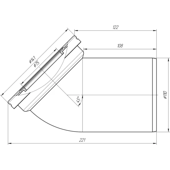 Додаткове фото - Фанова труба для унітаза ANIplast з випуском 110х45° W4220EU