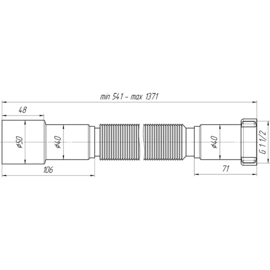 Додаткове фото - Гофра ANIplast 1 1/2"х40/50 мм 800-1550 мм K116