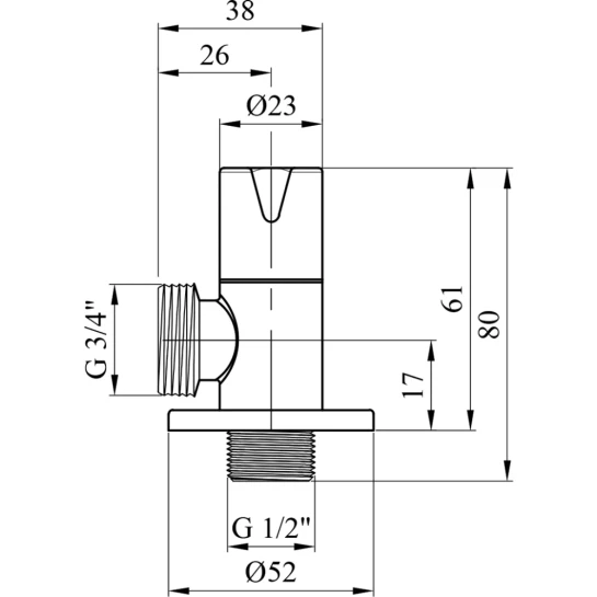 Додаткове фото - Кран приладовий для підключення Karro 1/2"х3/4" ЗЗ хромований KR-03112 